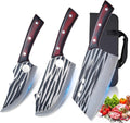 Butcher Knife Set with Bag - Forged High Carbon Cleaver, Slicer