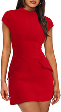 Womens Mock Neck Bodycon Mini Dress - Slim Fit Summer Party