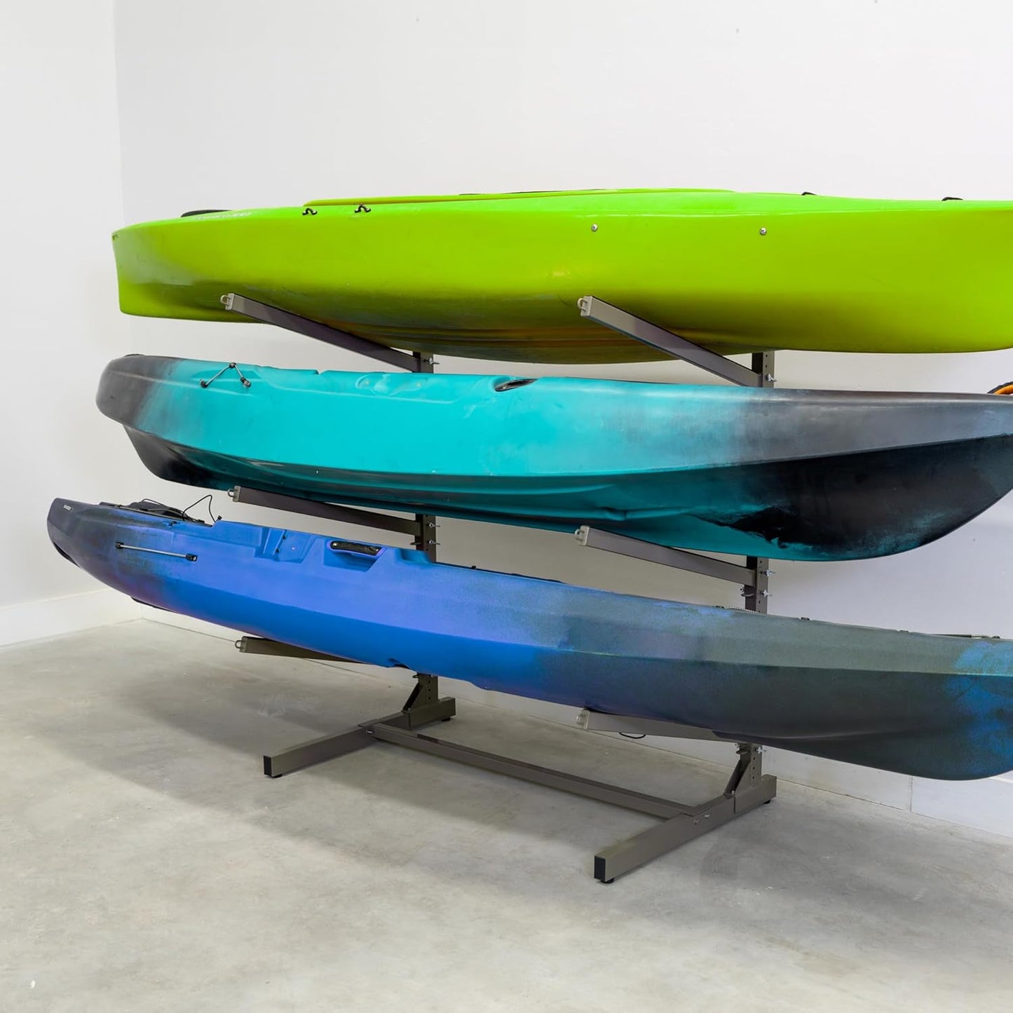 Teal Triangle Freestanding Kayak Storage Rack for 3 Kayaks