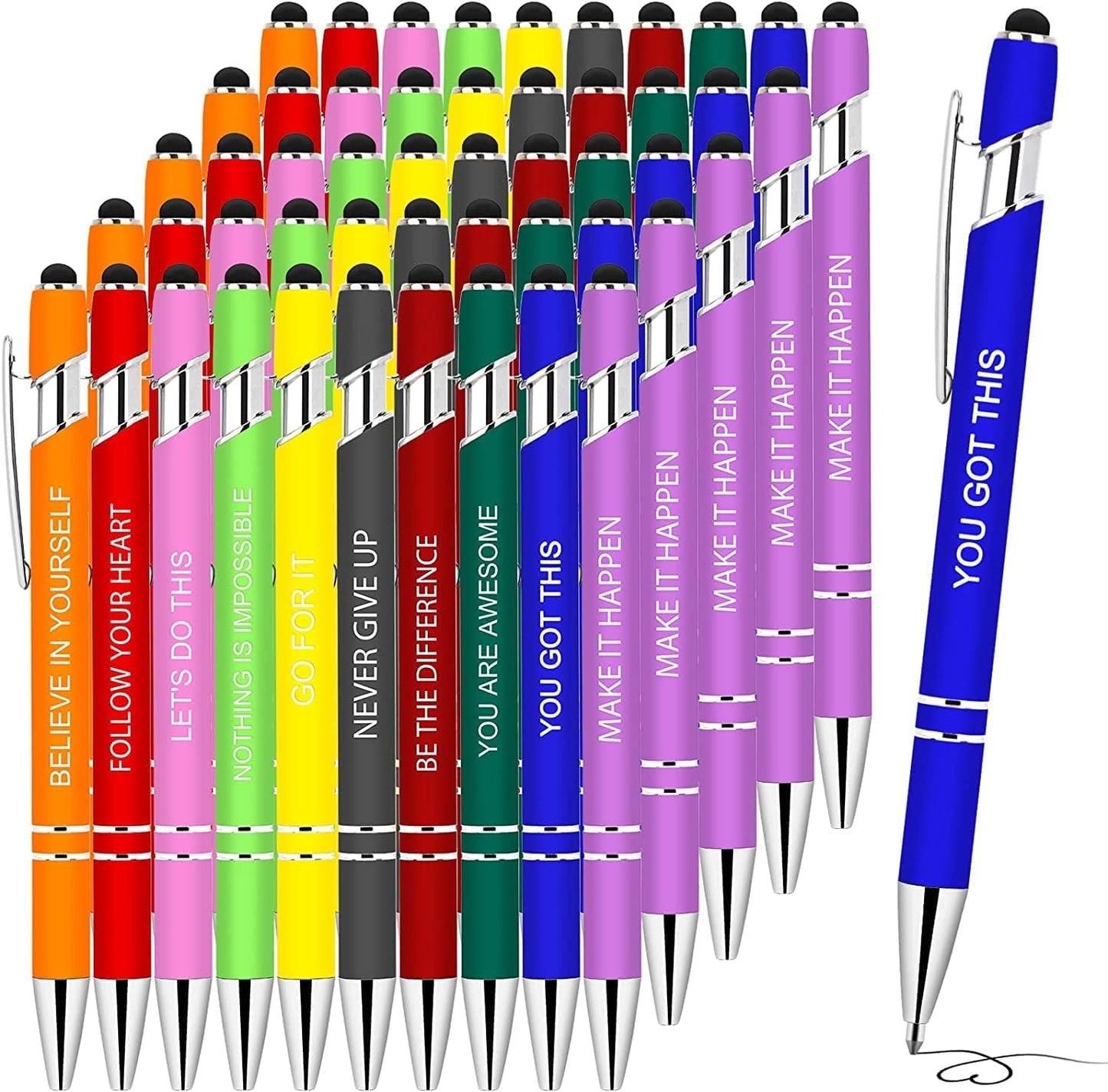50 Pieces Inspirational Pens for Motivational Gifts and Office Use