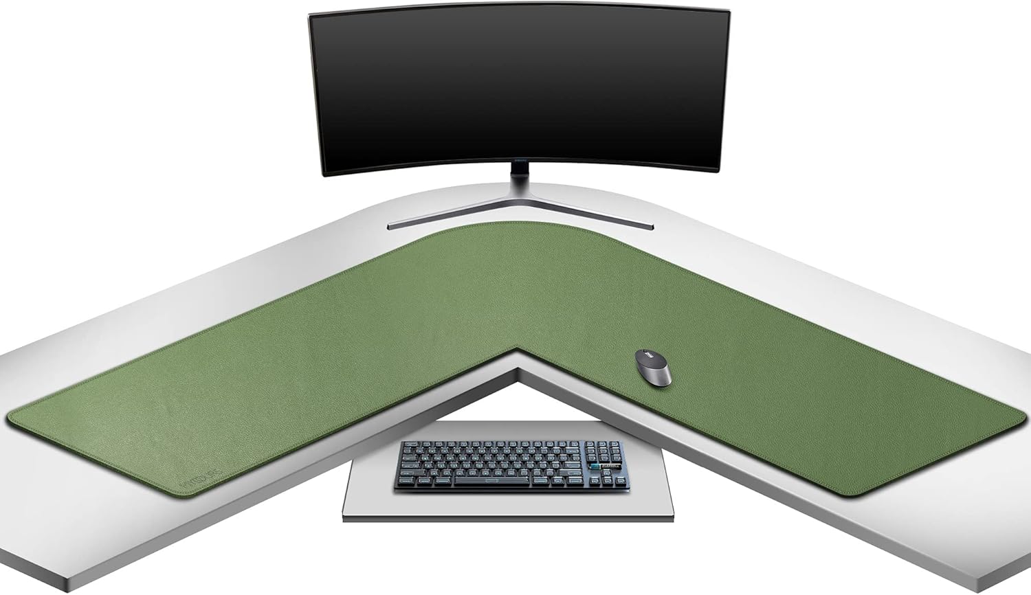 Mydours L-Shape Desk Pad - XXL PU Leather Corner Mat for Office