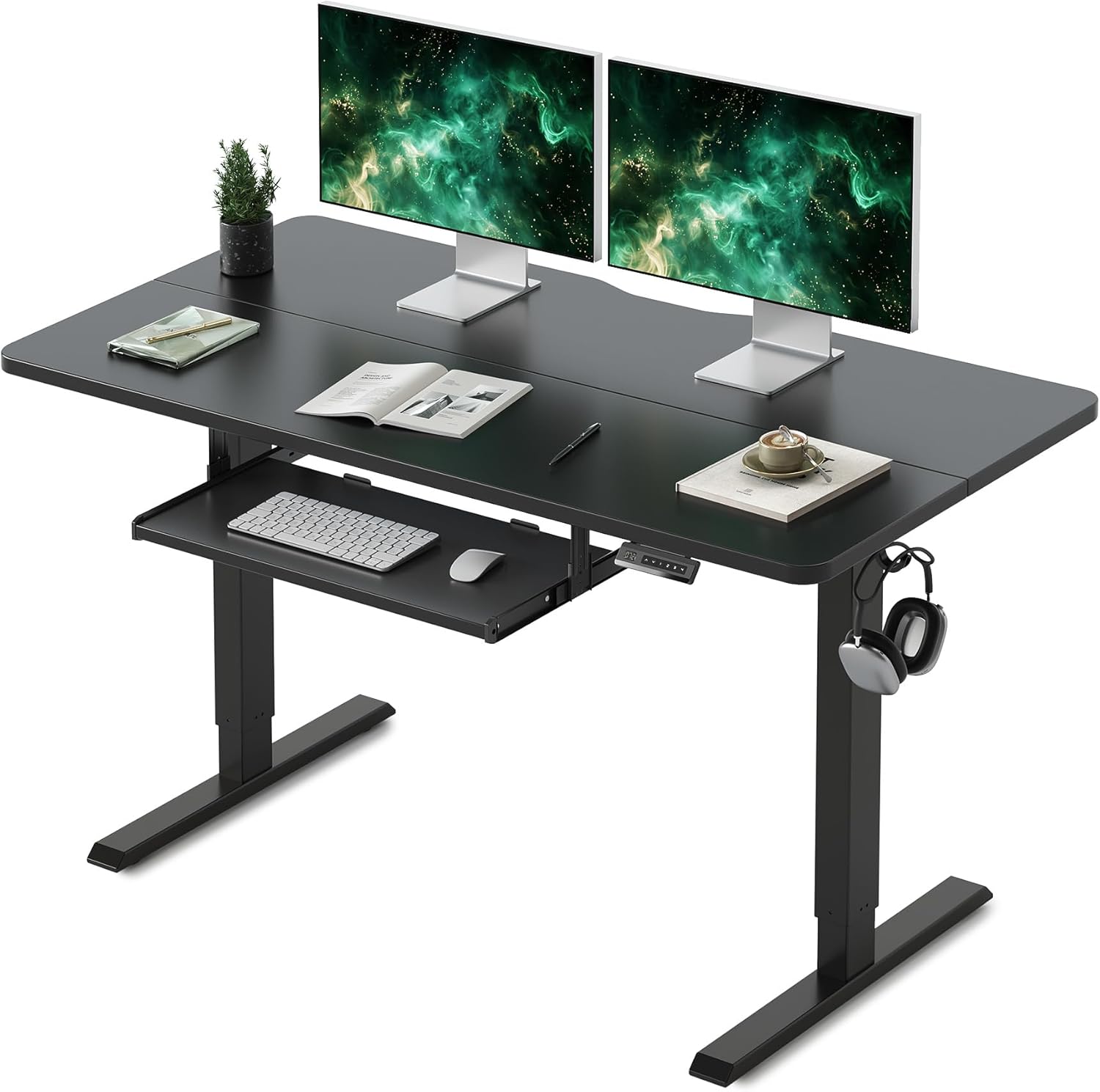 FEZIBO Adjustable Height Standing Desk with Keyboard Tray