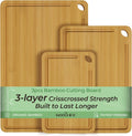Wood Cutting Board Set of 3 - Reversible Bamboo Boards with Juice
