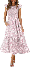 Women's Casual Maxi Dress with Pockets and Ruffle Sleeves (Style TPR8)