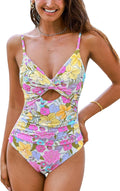 One Piece Swimsuit for Women Twist Front Cutout - Flattering Ruched