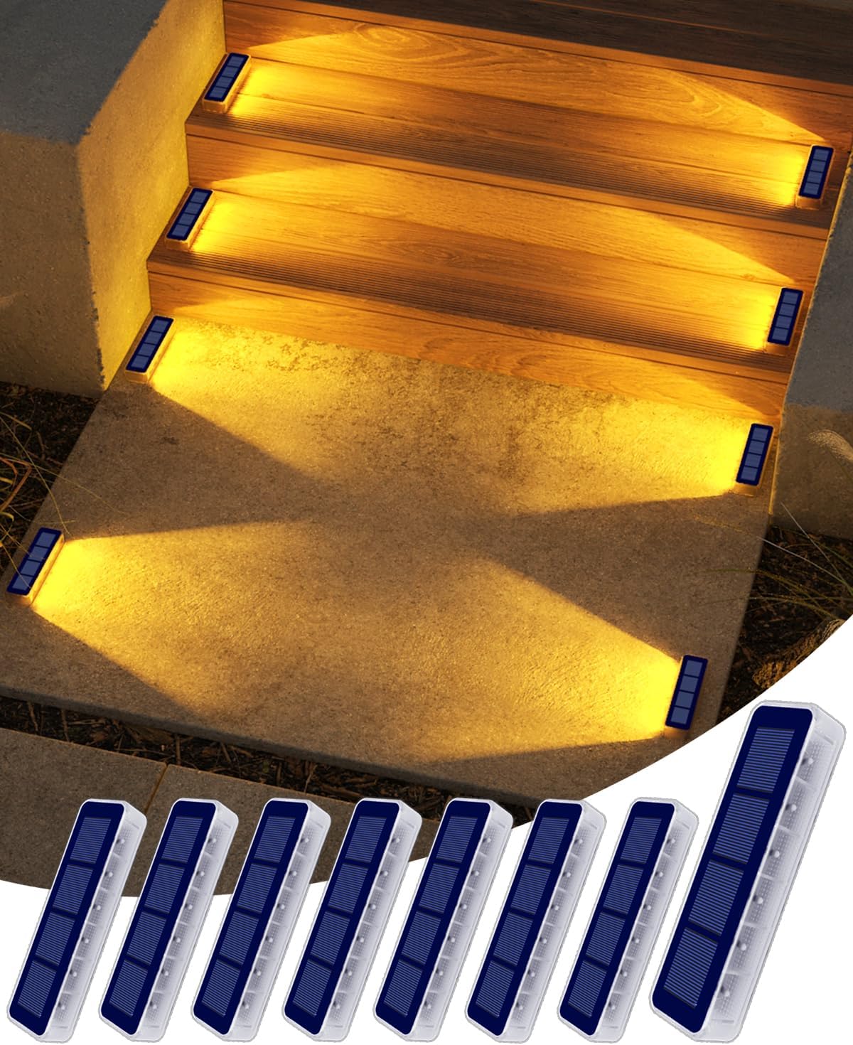 Solar Step Lights for Outside - 8 Pack Waterproof Deck Lights