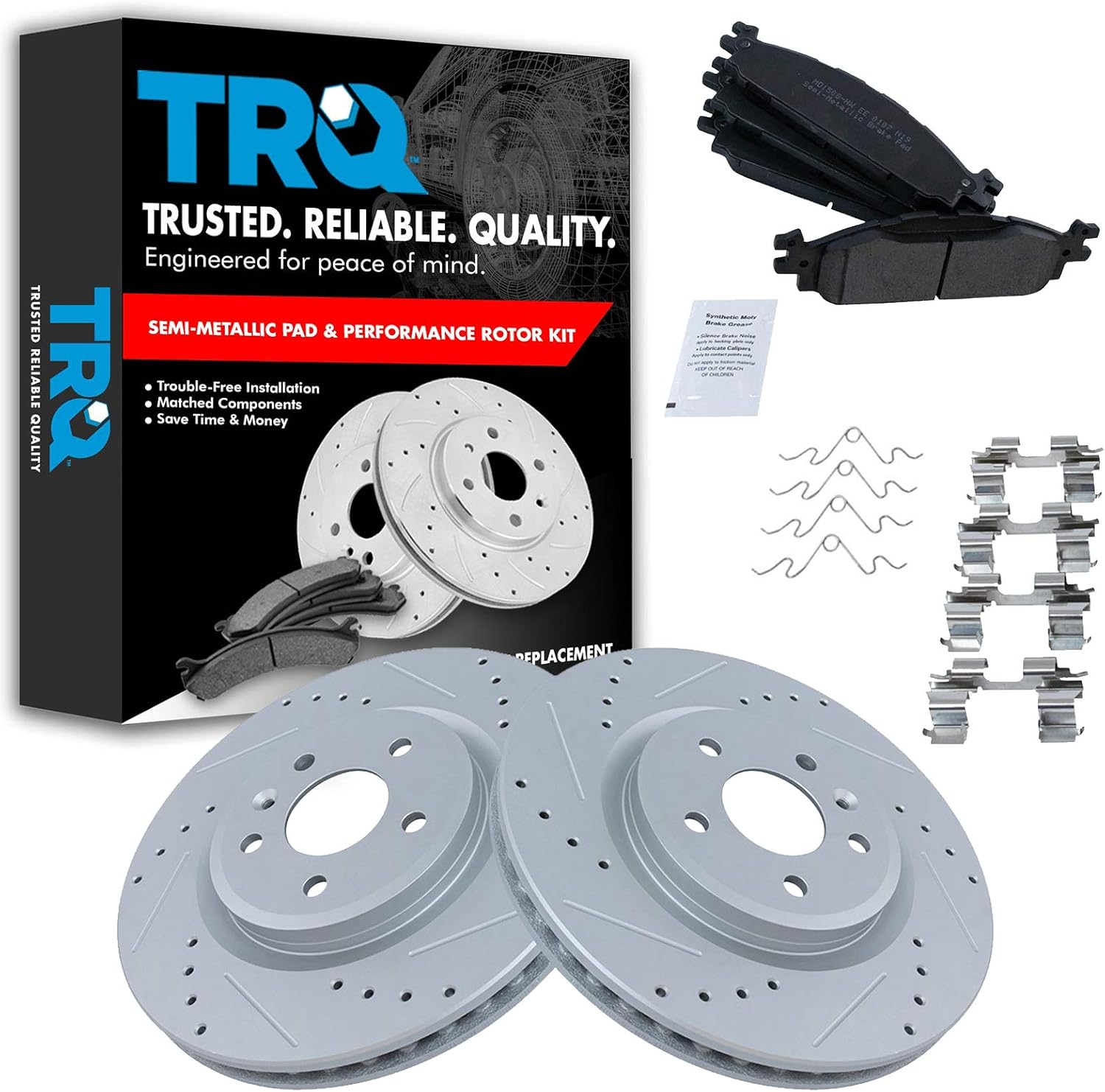 TRQ Front Performance Brake Pad & Rotor Kit for Ford Vehicles