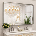 60x40 in Brushed Nickel Bathroom Mirror Rounded Rectangle - Clear