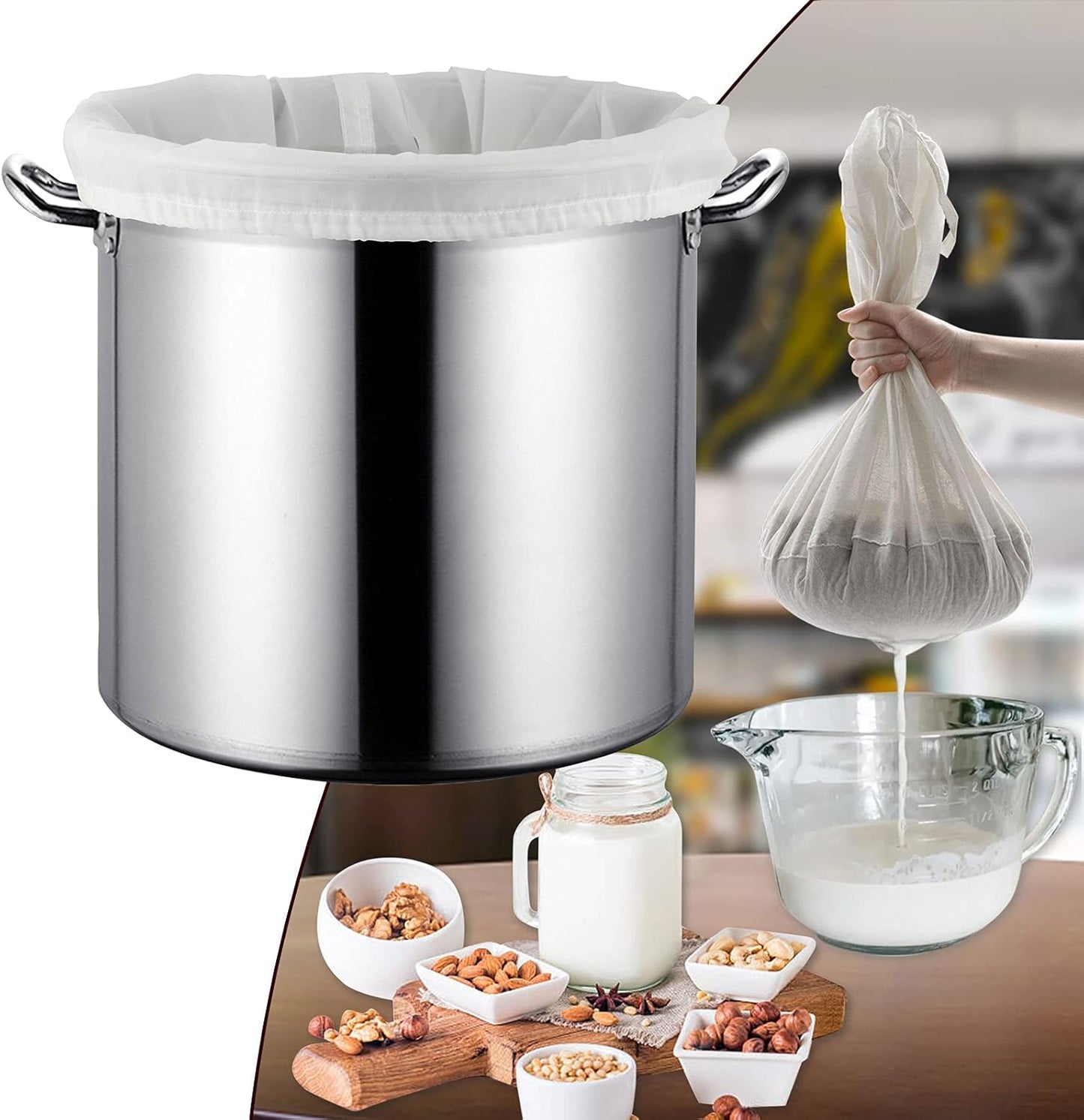 180 Micron Mesh Strainer Bags for Nut Milk & Brewing by Conie