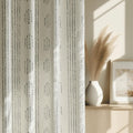 100% Boho Blackout Curtains 84 in Long Grey on Beige - Patterned