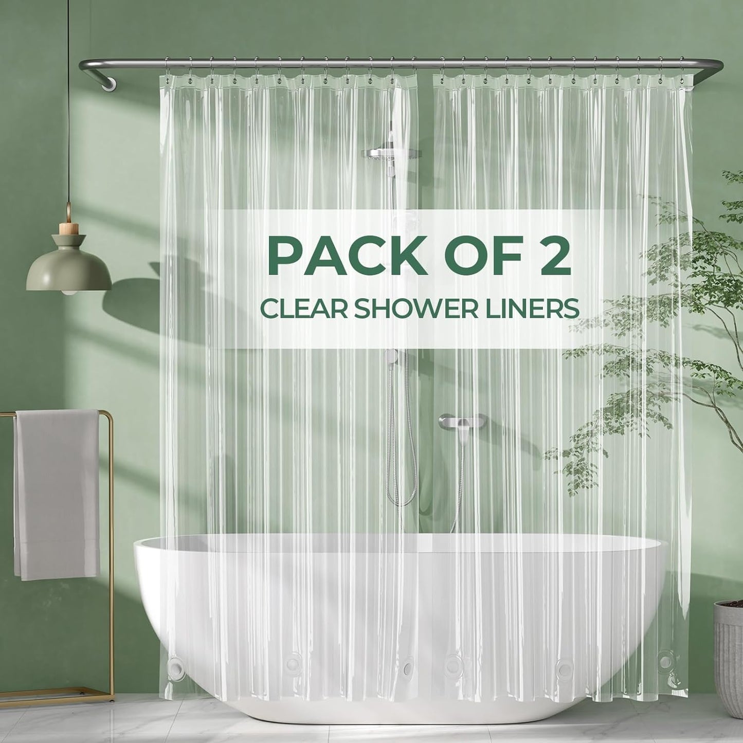 AmazerBath 2 Pack PEVA Shower Liner: Lightweight Waterproof