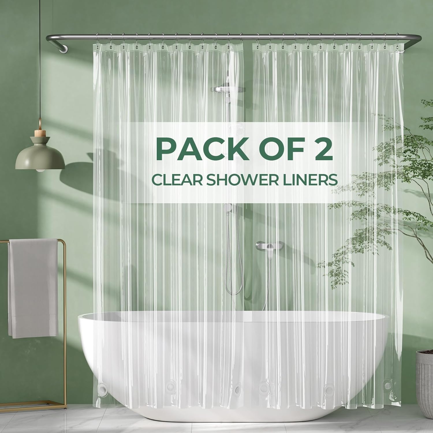 AmazerBath 2 Pack PEVA Shower Liner: Lightweight Waterproof
