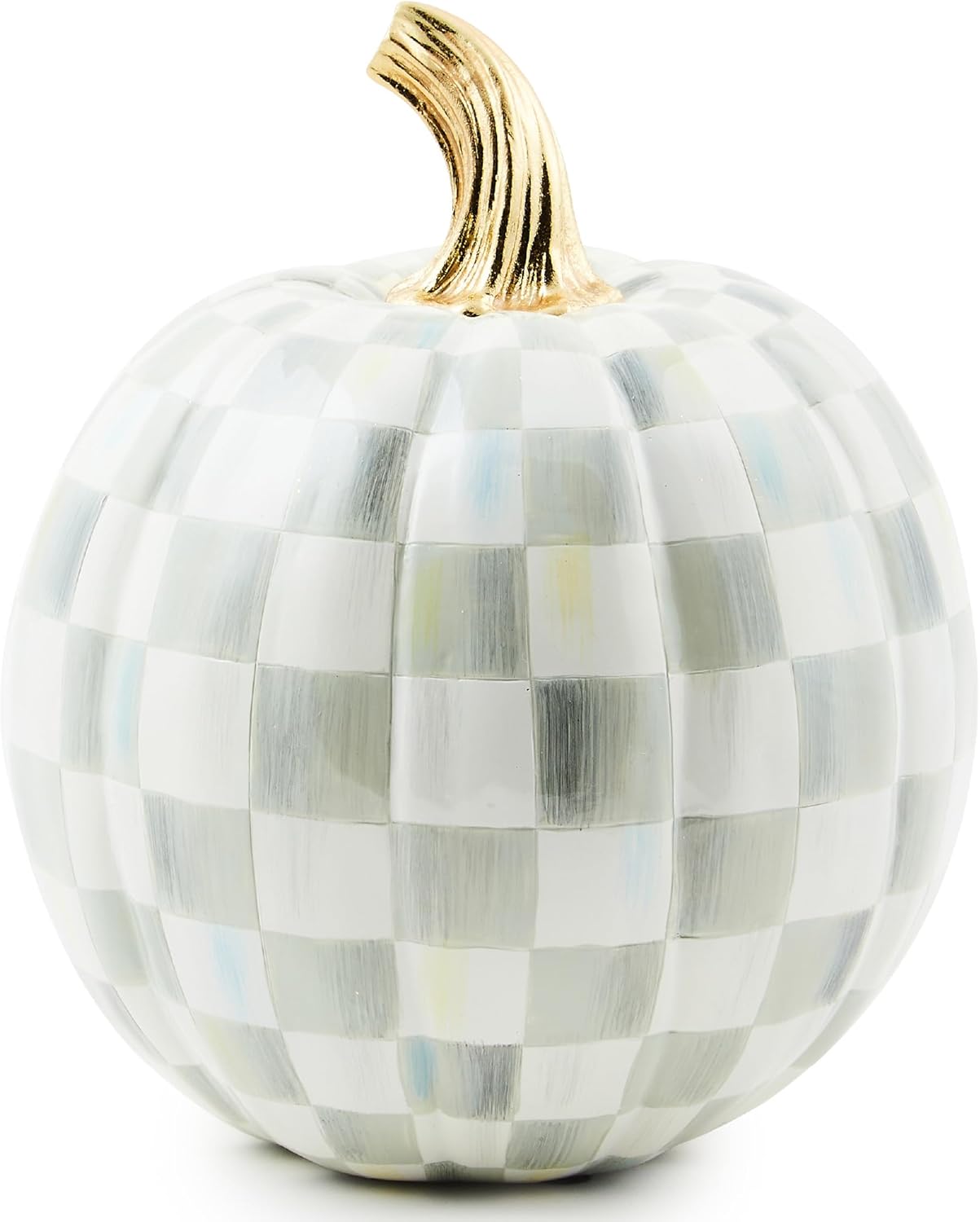 Hand-Painted Gray-and-White Pumpkin for Elegant Halloween Decor