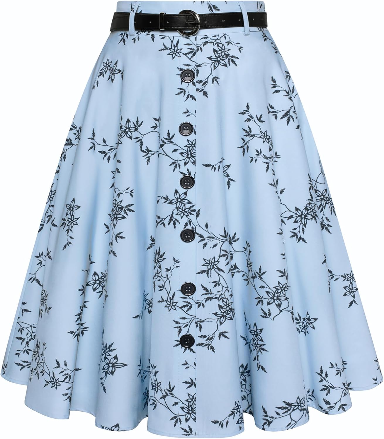 Vintage High Waist A-Line Flared Midi Skirts with Pockets