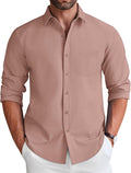Men's Long Sleeve Denim-Texture Button Down Shirt - Wrinkle Free