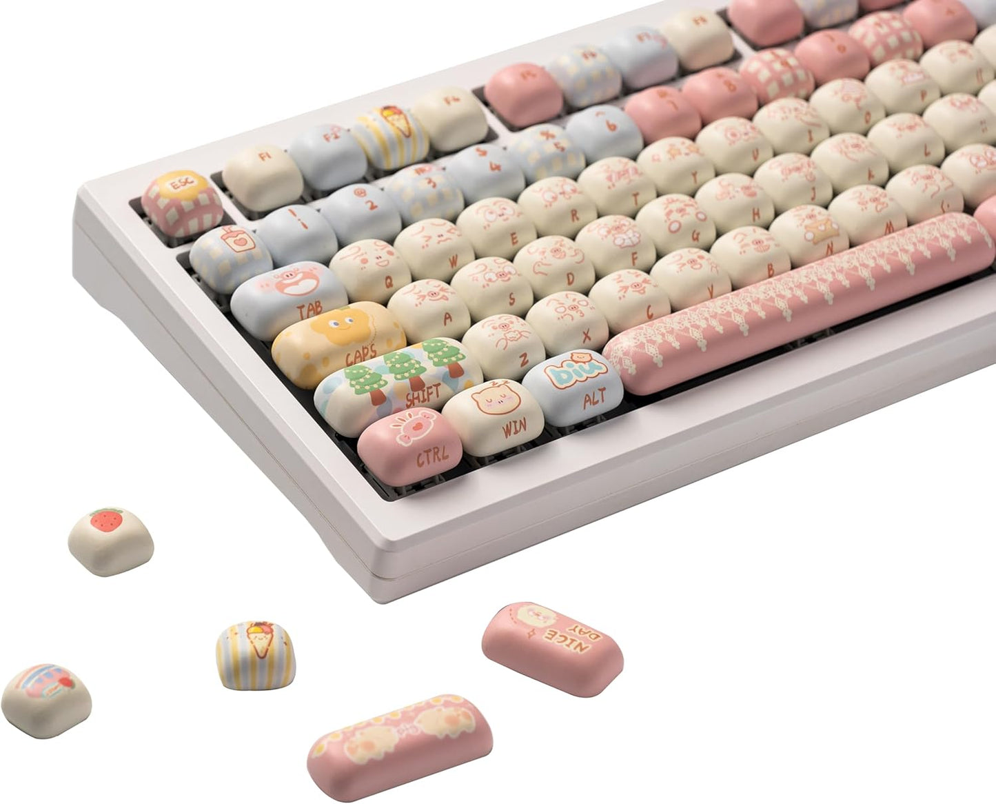 Akko PBT Keycap Set for Mechanical Keyboards - Piggy Party Theme
