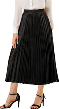 Pleated Skirt for Women Midi High Waisted A Line - Metallic Shine