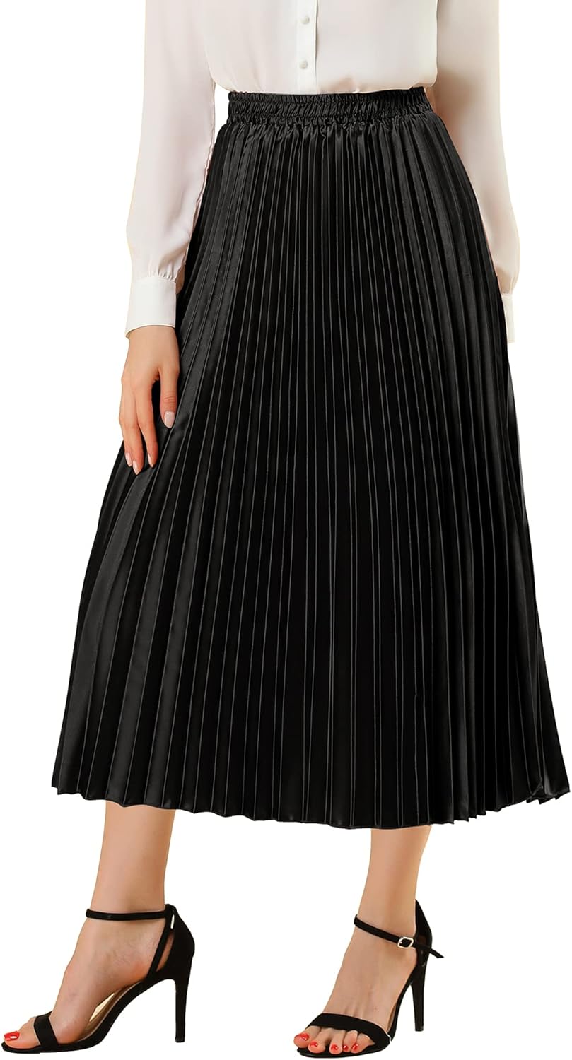 Allegra K Women Pleated Midi Skirt for Stylish Party Looks