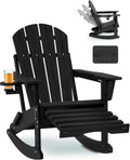 Adjustable Adirondack Rocking Chair with Ottoman for Outdoors