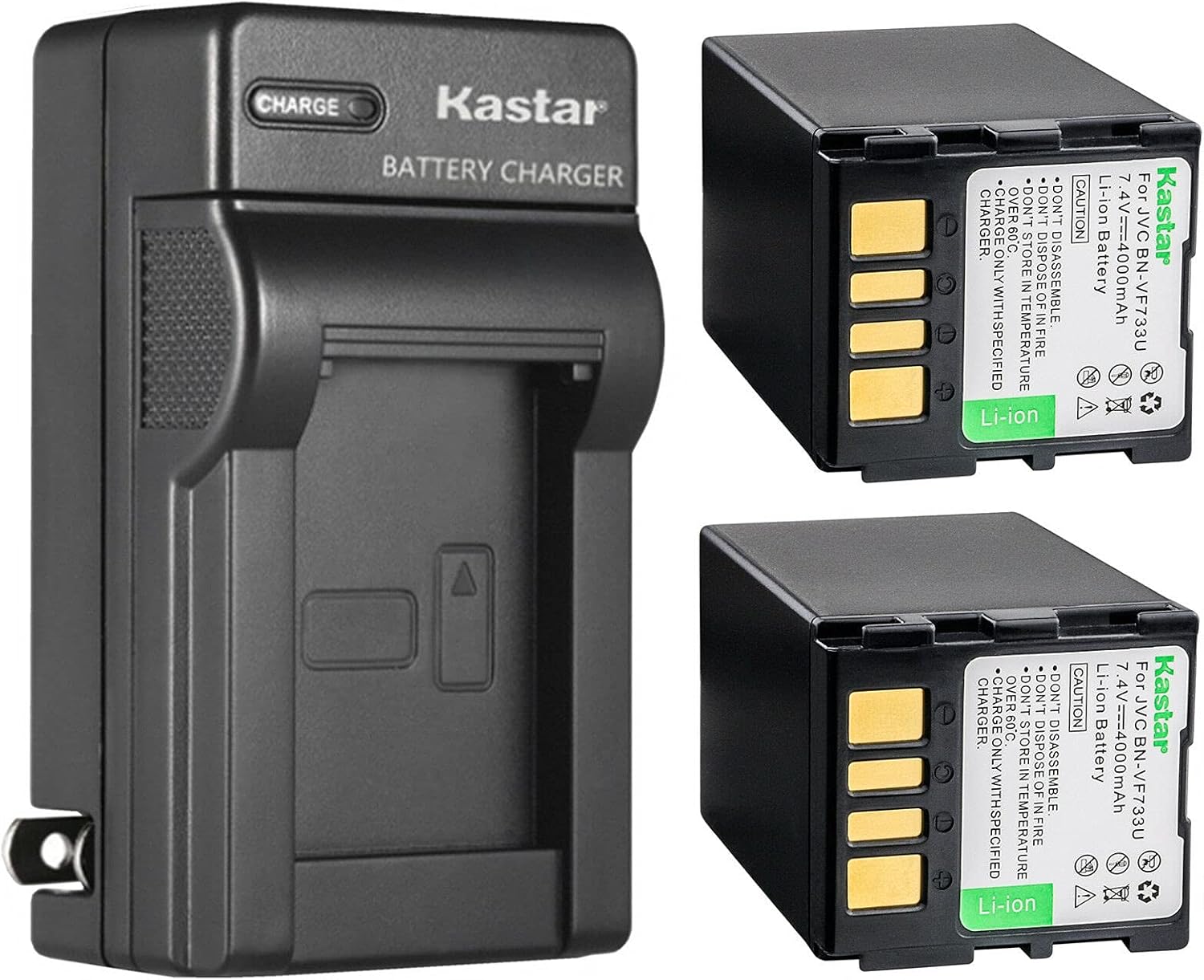 Kastar 2-Pack Battery and AC Wall Charger for JVC Camcorders