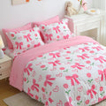 Pink Bow Comforter 7-Piece Queen Set for Girls - Soft Princess Style