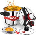 3-In-1 304 Stainless Steel Pressure Cooker 10 QT - Fast, Safe Cooking