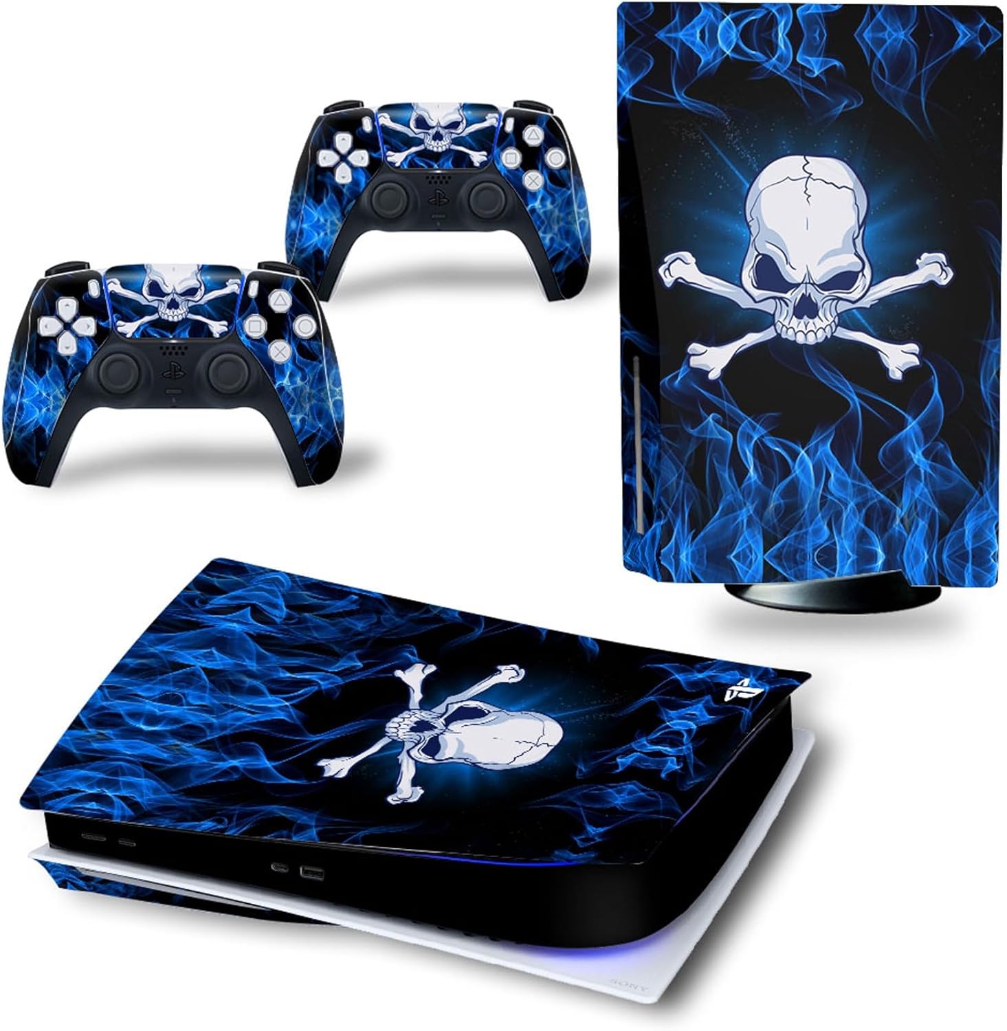 Skull Blue Fire Skin Set for PS5 - ROIPIN