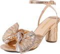 Women's Bow Knot Heeled Sandals Low Chunky Heels - Elegant Comfort