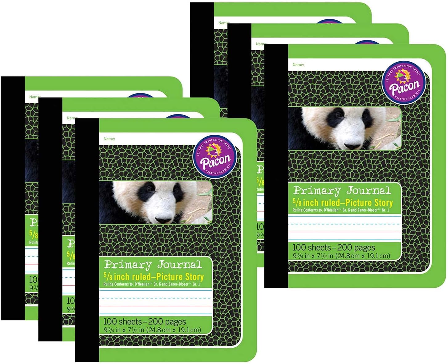 Pacon Primary Composition Book Pack of 6 - Picture Story Ruled for Creative Learning