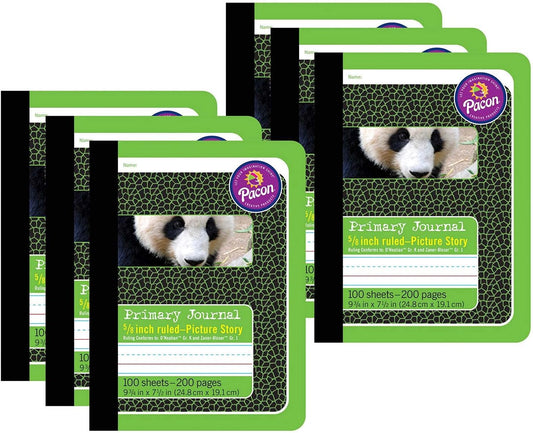 Pacon Primary Composition Book Pack of 6 - Picture Story Ruled for Creative Learning