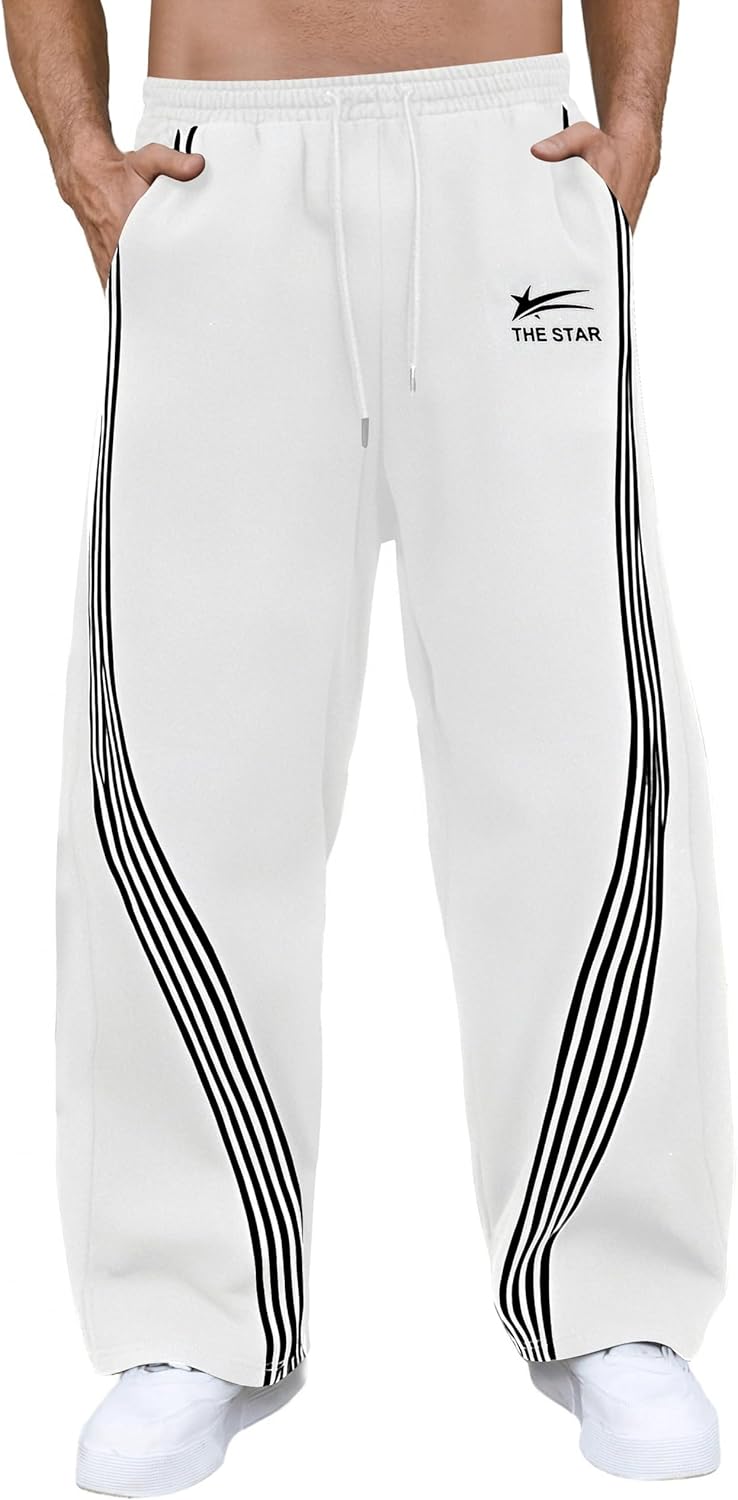 GORGLITTER Men's Baggy Wide Leg Sweatpants for Y2K Style