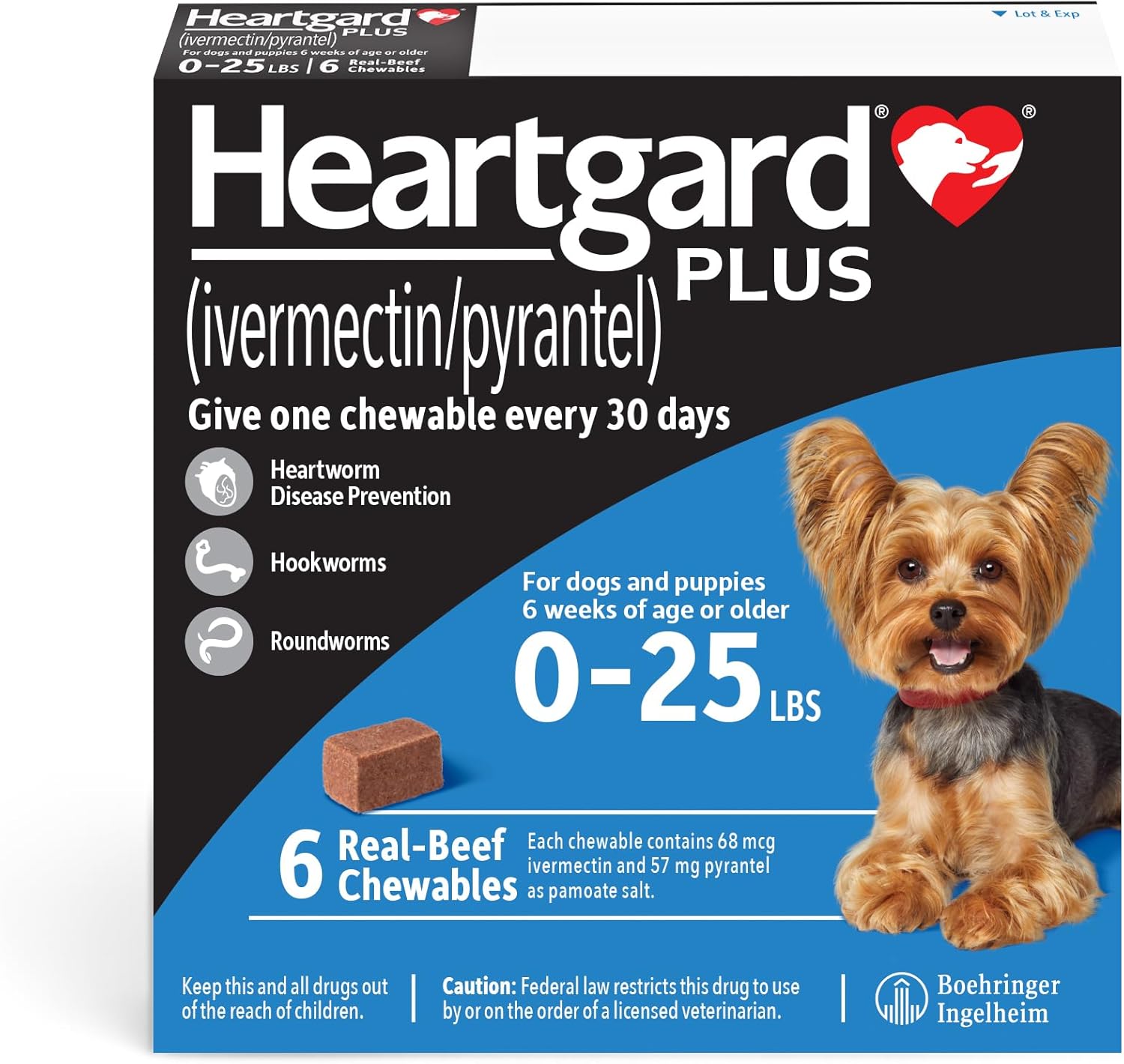 HEARTGARD Plus Real-Beef Chewables for Dogs up to 25 lbs