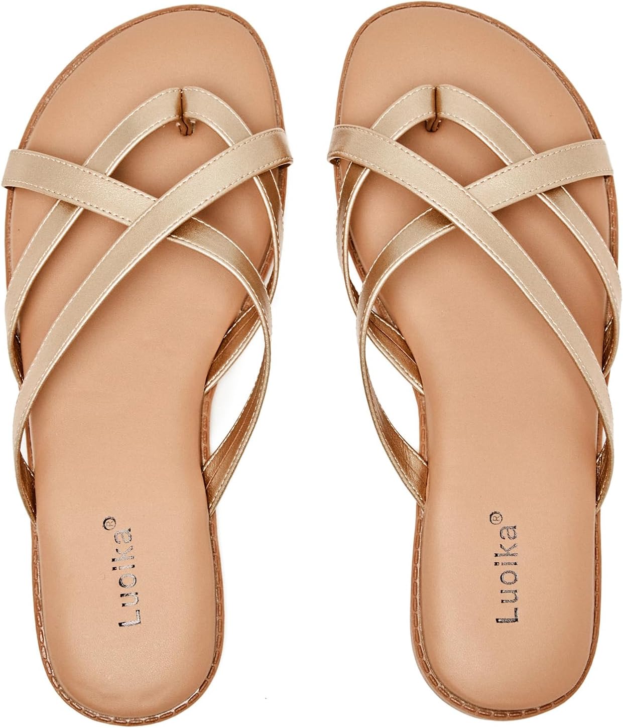 Luoika Women's Wide Width Flat Sandals for Summer Comfort
