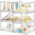 Plastic Drawers Storage 6 Pack Clear Stackable Drawers - Space Saving