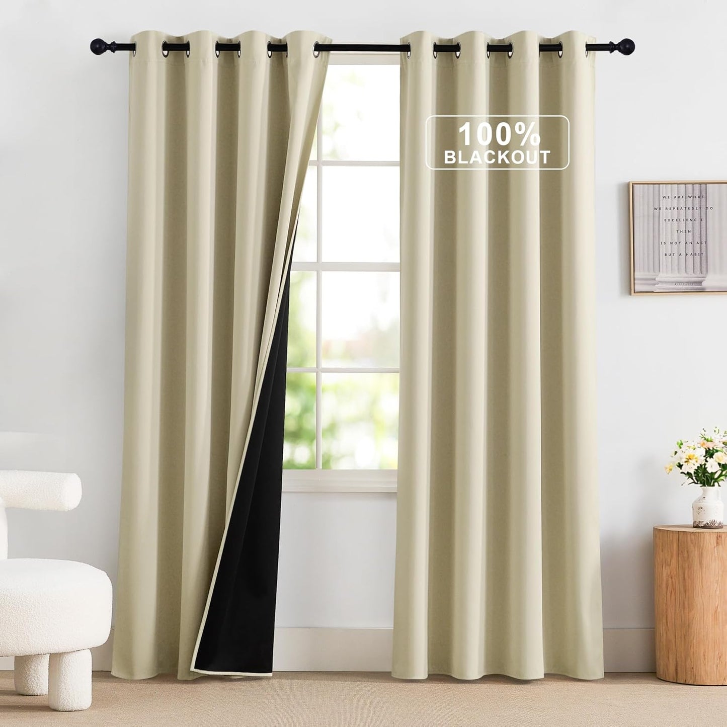NICETOWN 100% Blackout Window Curtains for Total Room Darkening