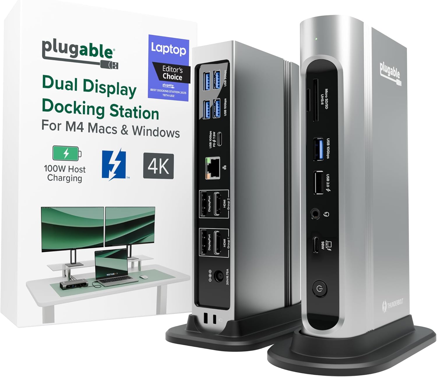 Plugable 16-in-1 Thunderbolt 4 Dock for Dual 4K Monitors