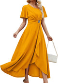 Wedding Guest Dresses for Women Have Pockets Ruffle Sleeve