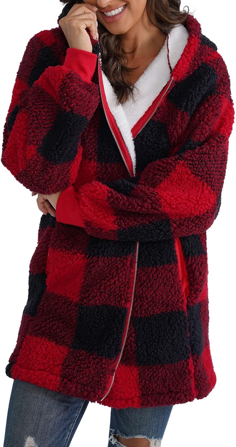 ReachMe Womens Fleece Zip Up Jacket for Cozy Winter Wear