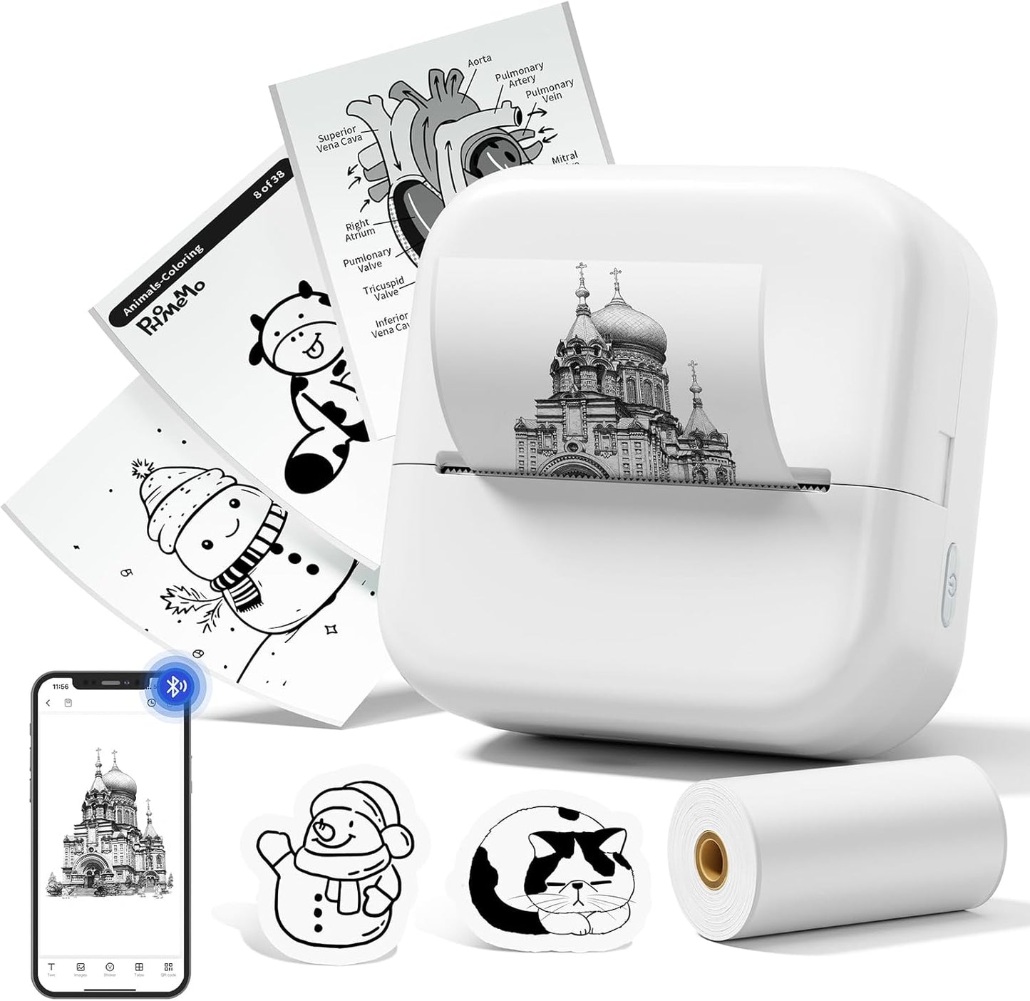 Portable Bluetooth Sticker Printer w/ Paper Roll - Create Memories & Gifts!