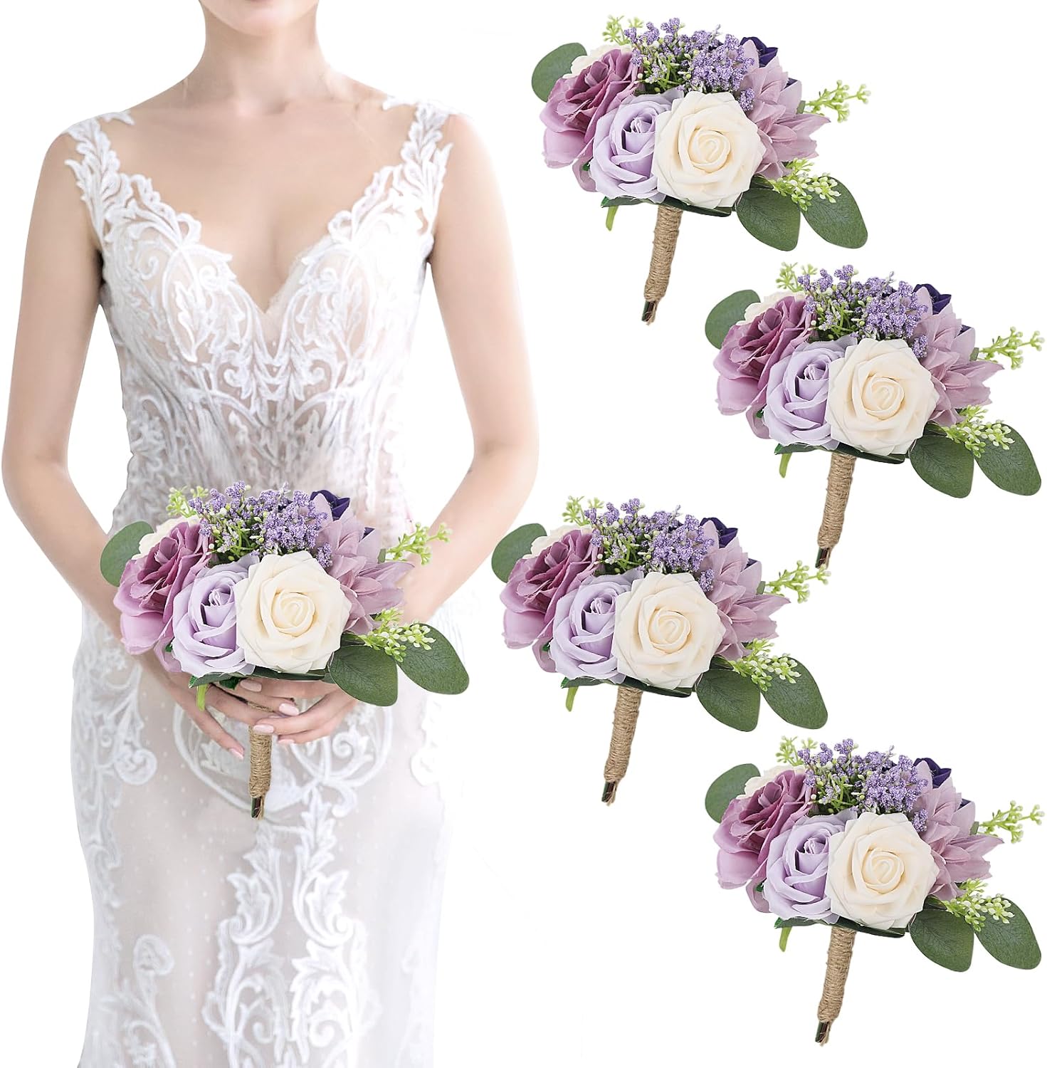 Artificial Bridesmaid Bouquets Set of 4 for Elegant Weddings