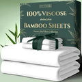 Twin Size 4pcs Viscose Bamboo Sheets - Ultra Soft Cooling White