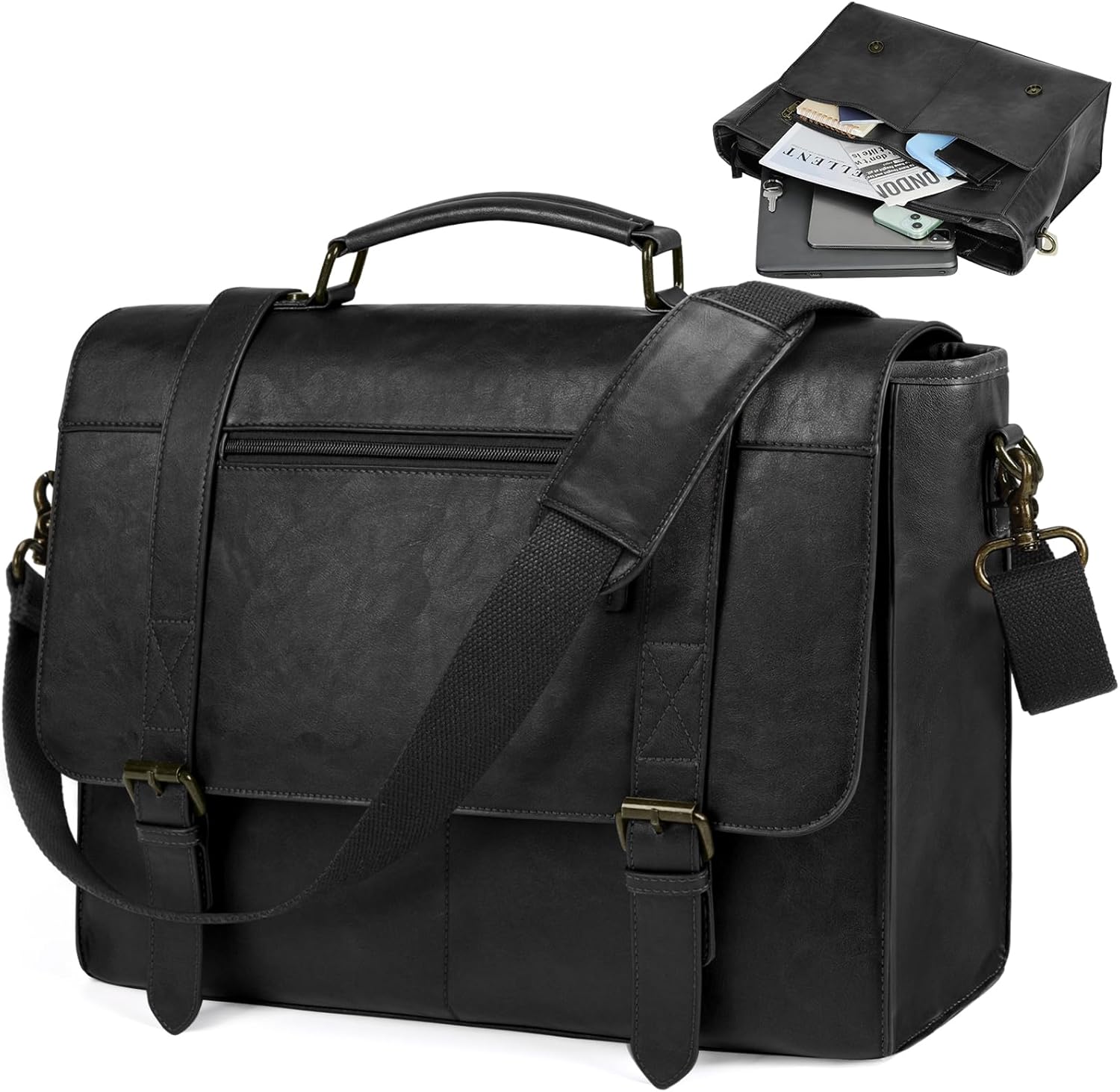 RAINSMORE Vintage Waterproof Messenger Bag for 15.6 in Laptop