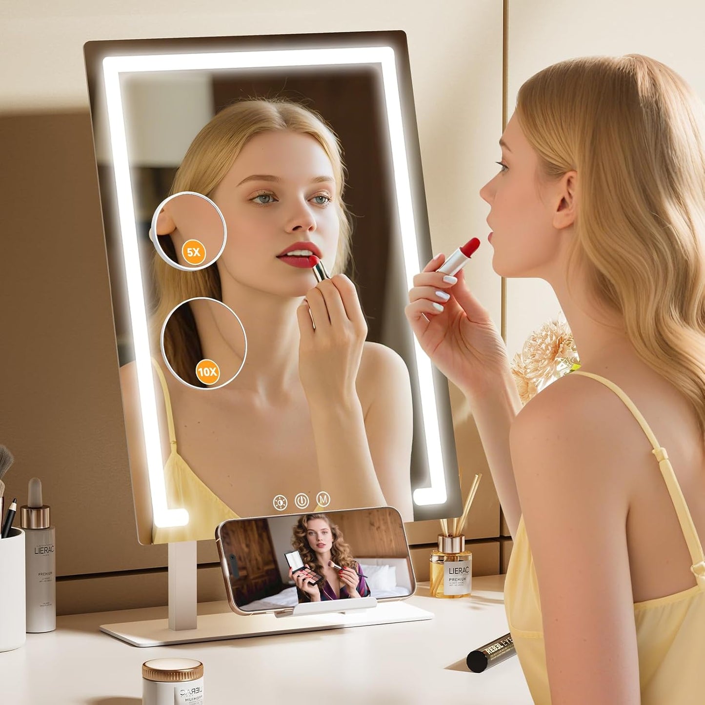 Gospire Hollywood Lighted Makeup Mirror with 5X/10X Magnification