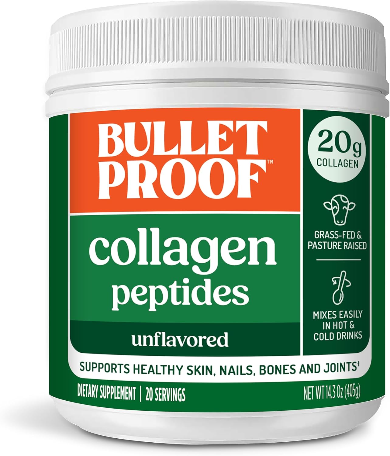 Bulletproof Unflavored Collagen Peptides for Joint and Skin Health
