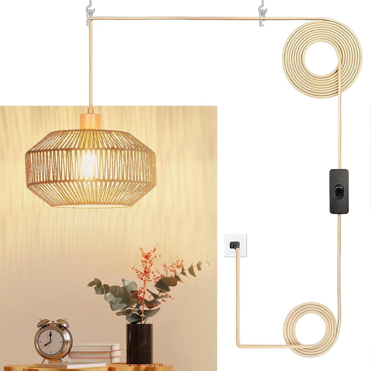 Boho Woven Pendant Light for Kitchen and Dining Room Decor