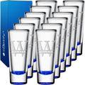 Personalized Shot Glasses Set of 12 Blue Bottom - Custom 2 oz Cordial