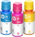 HP 31 Cyan, Magenta, Yellow Ink Bottles (3-Pack) - Low Cost Per Page