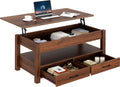 Rolanstar Lift Top Coffee Table with Drawers and Hidden Compartment
