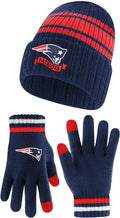 Youth NFL Team Stripe Winter Beanie and Gloves - Super Soft Fit