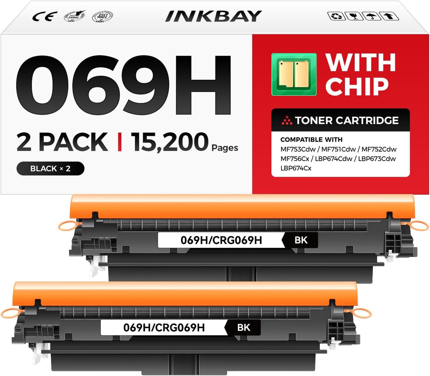 069H Toner Cartridges Black 2-Pack for Canon Printers